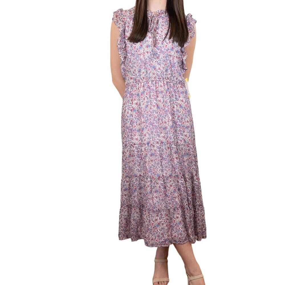 BB Dakota by Steve Madden Canyon Moon Dress Blue Floral Ruffle M NWT